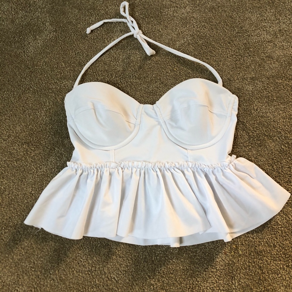 Kortni jeane white peplum swim top
